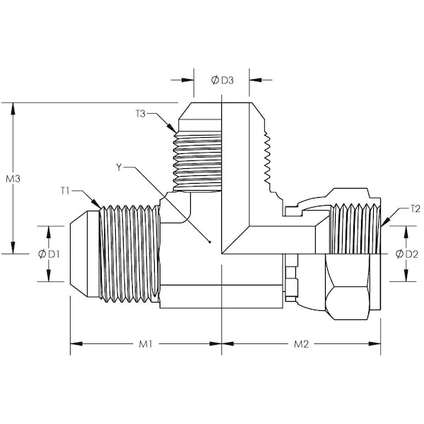 Male JIC To Female JIC Swivel To Male JIC Run Tee